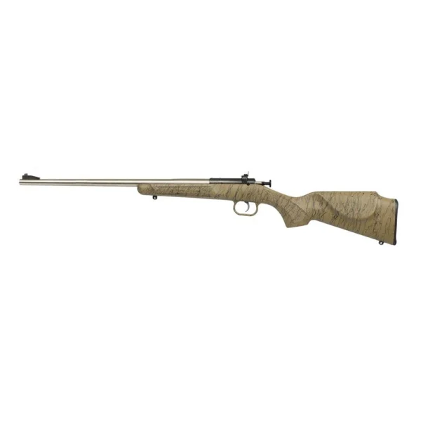Keystone Crickett My First Rifle tan with black webbing, full right-side view with long black barrel