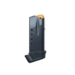 Kimber Mako black magazine, angled side view with orange follower and textured base plate