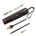 KleenBore PocKIT Handgun Cleaning Kit, black tube with rods, brushes, mop and loop