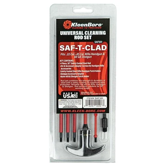 kleenbore-saf-t-clad-universal-cleaning-rod-set-primary KleenBore Universal Saf-T-Clad Cleaning Rod Set, front view in clear retail packaging