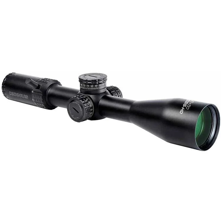 konus-fearless-4-16x50mm-rifle-scope-primary KONUS Fearless 4x-16x50mm Rifle Scope, black angled side view with adjustment turrets