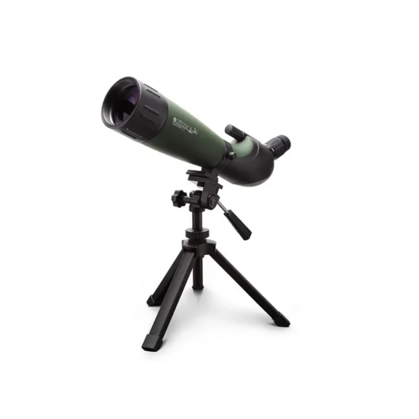Konus Konuspot-65 Zoom Spotting Scope, green angled side view mounted on black tripod