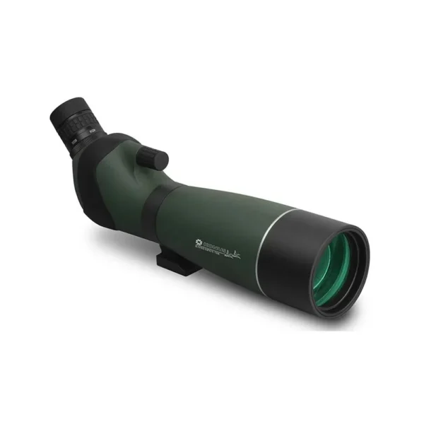Konus Konuspot-70B green angled spotting scope, right-side view with black eyepiece and objective