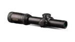 Konus KONUSPRO M-30, matte black riflescope side view with adjustment turrets and green lens