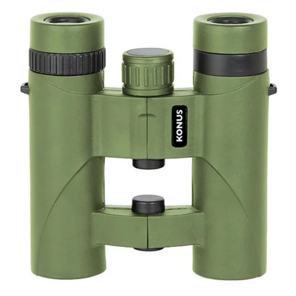 Konus Orient Binoculars in green with black focus controls, front view