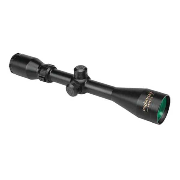 KonusPro 3-10x44mm Rifle Scope, matte black angled side view with adjustment turrets
