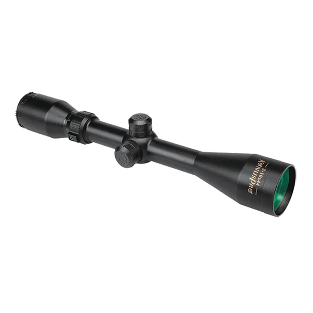 konusp-rof-riflescopes-primary KonusPro 3-10x44mm Rifle Scope, matte black angled side view with adjustment turrets