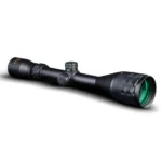 KonusPro 3-12x50mm Rifle Scope, matte black angled side view with adjustment turrets