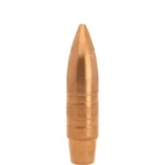Lapua Subsonic FMJBT Rifle Bullets, copper-colored pointed bullet, upright side view