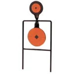 Birchwood Casey Super Mag Spinner Target, front view with orange circular plates and black frame