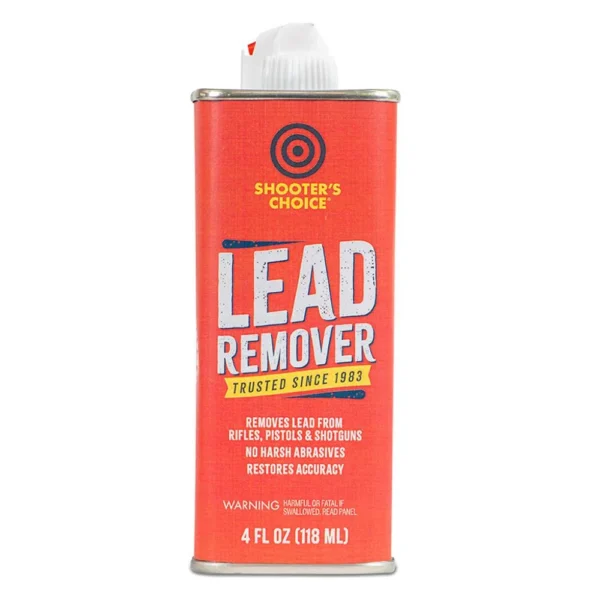Shooters Choice Lead Remover 4oz, red metal can with white cap, front view