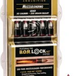 Federal Lead Tipped Muzzleloader Bullet, front view of retail pack with bullets and one loose bullet