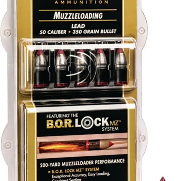 Federal Lead Tipped Muzzleloader Bullet, front view of retail pack with bullets and one loose bullet