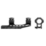 Leapers 1-Piece UTG ACCU-SYNC QR Cantilever Mount, matte black side and front views