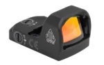Leapers UTG OP3 Micro Red Single Dot, black three-quarter view with orange-tinted lens