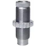 LEE 7mm Backcountry Factory Crimp Die, front view with silver threaded body and knurled top