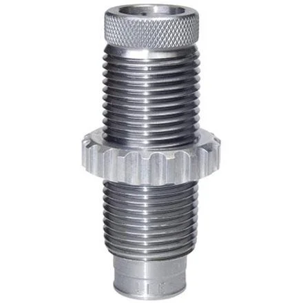 LEE 7mm Backcountry Factory Crimp Die, front view with silver threaded body and knurled top