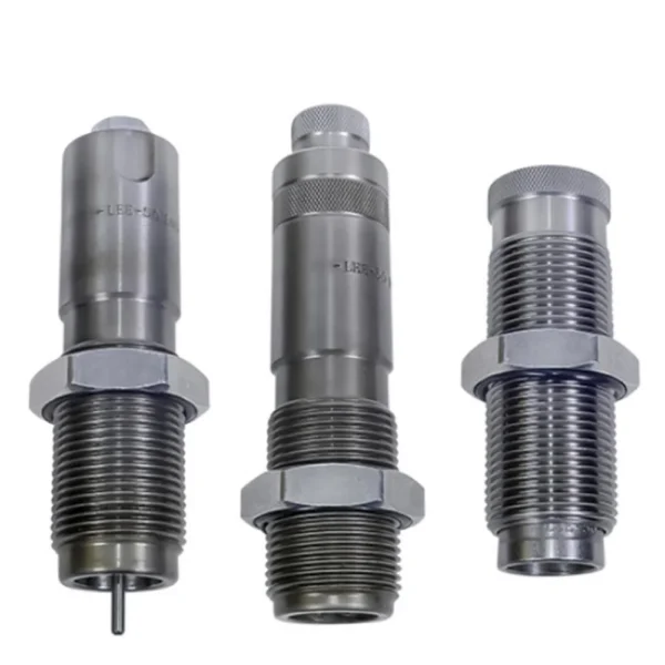 Lee Full-Length 2-Die Set .50 BMG, three silver metal dies shown upright