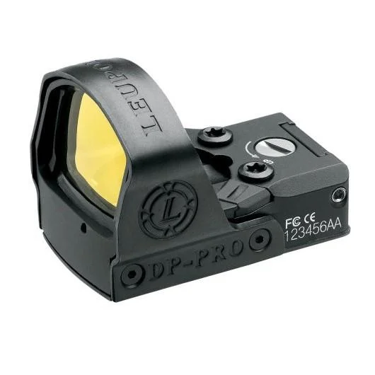 Leupold DeltaPoint Pro Reflex Sight, matte black sight in angled front-right view with amber lens