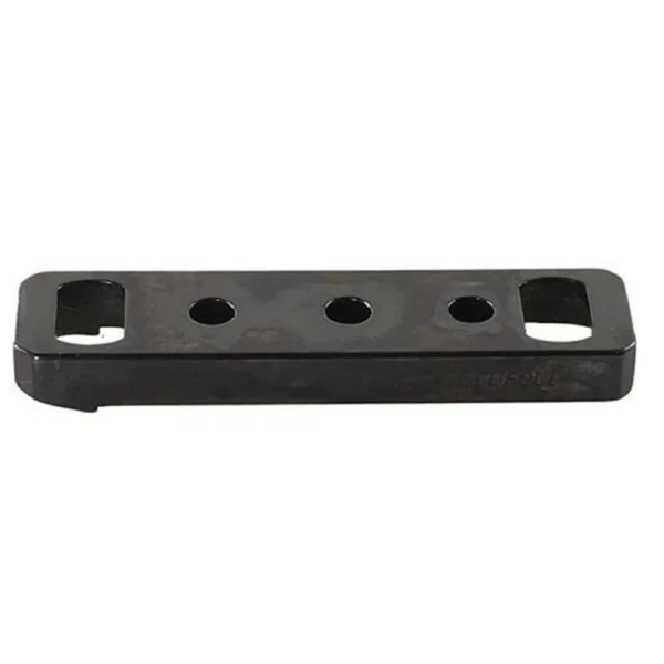 Leupold Dual Dovetail Base, gloss black top view with mounting holes and dovetail slots