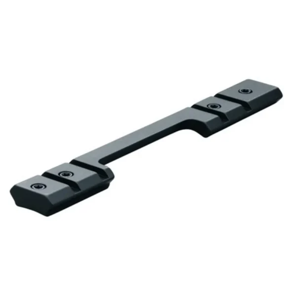 Leupold Mark 4 scope base, matte black angled top view with mounting holes and center channel