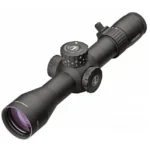 Leupold Mark 5HD rifle scope in black, angled side view with adjustment turrets