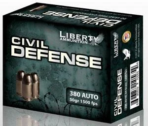 Liberty Ammunition Liberty Civil Defense Handgun Ammunition .380 Auto 50 gr SCHP 1500 fps 20/ct