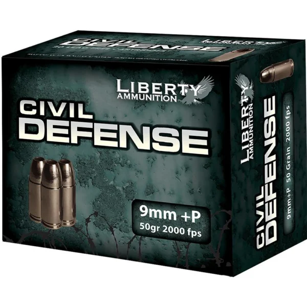 Liberty Ammunition Liberty Civil Defense Handgun Ammunition 9mm (+P) 50gr SCHP 2000 fps 20/ct