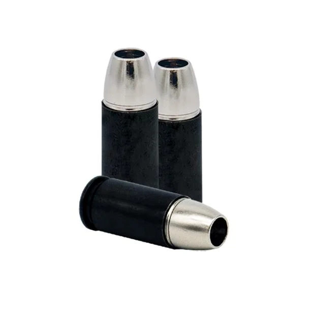 liberty-overwatch-9mm-luger-72gr-hp-ammunition-primary-1 Liberty Overwatch Handgun Ammunition, three black cartridges with silver hollow-point bullets