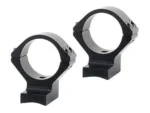 Talley Lightweight Alloy Scope Mounts, two black anodized scope rings in angled view