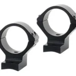 Talley Lightweight Alloy Scope Mounts, two black anodized scope rings in angled view