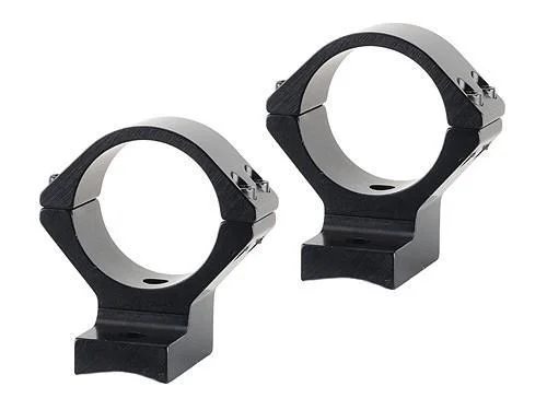 Talley Lightweight Alloy Scope Mounts, two black anodized scope rings in angled view