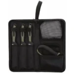 Battenfeld Knives Old Timer field dressing kit, open black case with tools and mesh pocket
