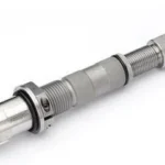Hornady Lock-N-Load Bullet Feeder Pistol Die, silver angled view with threaded body