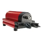 Hornady Lock-N-Load Case Prep Trio, front view of red and black benchtop unit