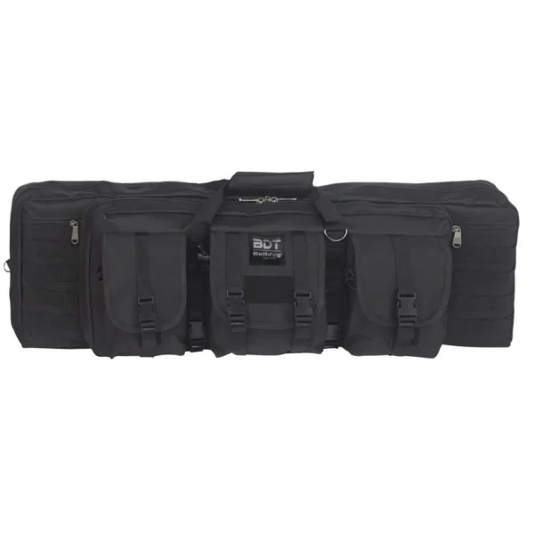 Bulldog BDT Tactical Rifle Case black, front view with handles, straps and zip pockets