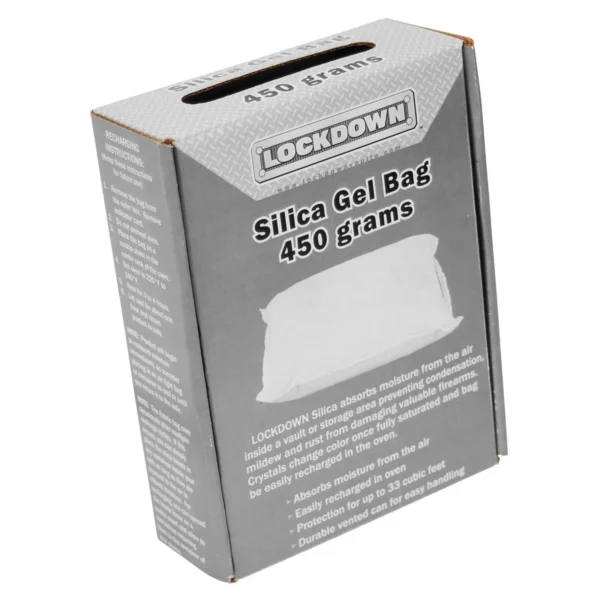 AOB Lockdown Silica Gel 450 gr, gray retail box in angled front view