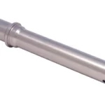 Luth-AR 223 rifle buffer body, silver, angled side view with cylindrical profile