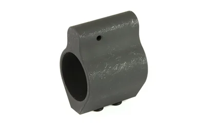 Luth-AR LUTH AR .750 GAS BLOCK, dark gray gas block with circular bore, angled front view