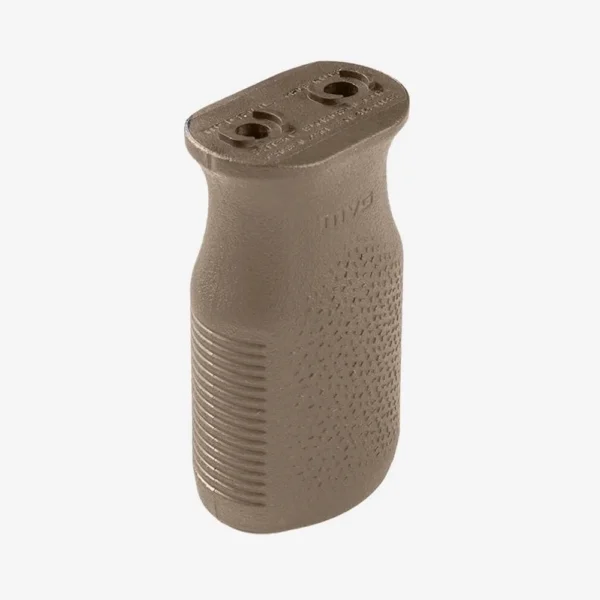 Magpul M-LOK MOE MVG FDE vertical grip in flat dark earth, angled front view