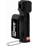 Mace Jogger Sport Pepper Spray, black canister with belt clip and metal ball chain