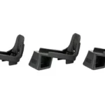MAGPOD 3PK FOR GEN3 PMAGS BLACK, three black magazine base supports in side view