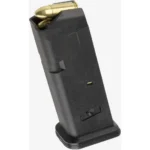 MAGPUL PMAG FOR GLOCK 19 black magazine, angled side view with cartridge visible at top