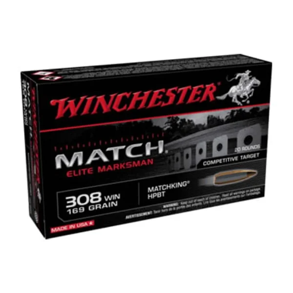 Winchester Ammunition Winchester Match Elite Marksman Rifle Ammunition .308 Win 169 gr. OTM 2755 fps 20/ct