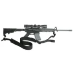 Outdoor Connection Max-Ops Edge Tactical Two-Point Sling, black sling beneath a rifle in side view