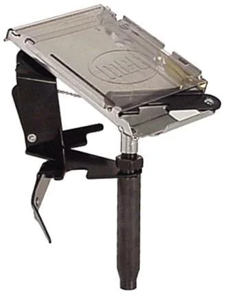 Mayville Engineering Co./Mec MEC E-Z Primer V, angled front view of metal reloading press attachment