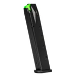 MEC-GAR MAG BERETTA 92, angled view of long black magazine with green follower