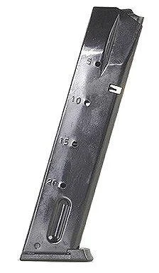 Mec-Gar S&W 5900 Series/915/910/659 Magazine, blued extended body in angled side view