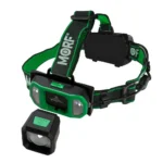 Police Security Flashlights MORF R700 Headlamp, green and black front view with straps