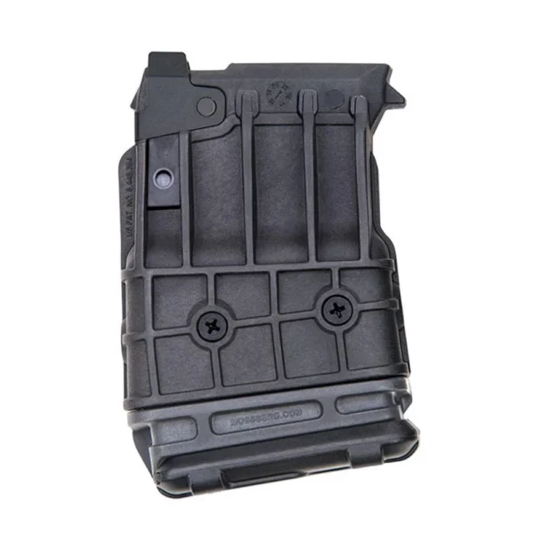 Mossberg 590M Shotgun Magazine, black front view with molded ribs and base plate